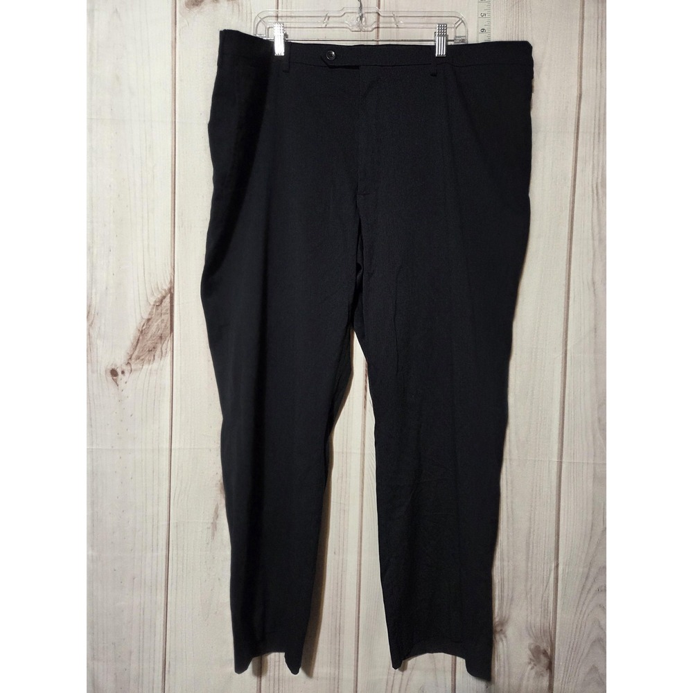 Claiborne Pants Mens 44x30 Black Dress Slacks Stretch Rayon Blend Flat Front
